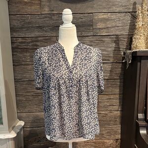 Bohme Chic Floral Women's Blouse - Navy and White